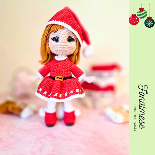 Télapó lány - horgolt baba