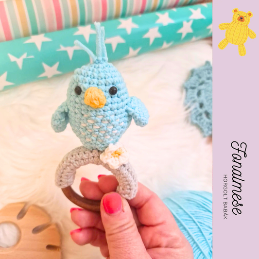 Türkiz színű kismadaras csörgő - horgolt csörgők