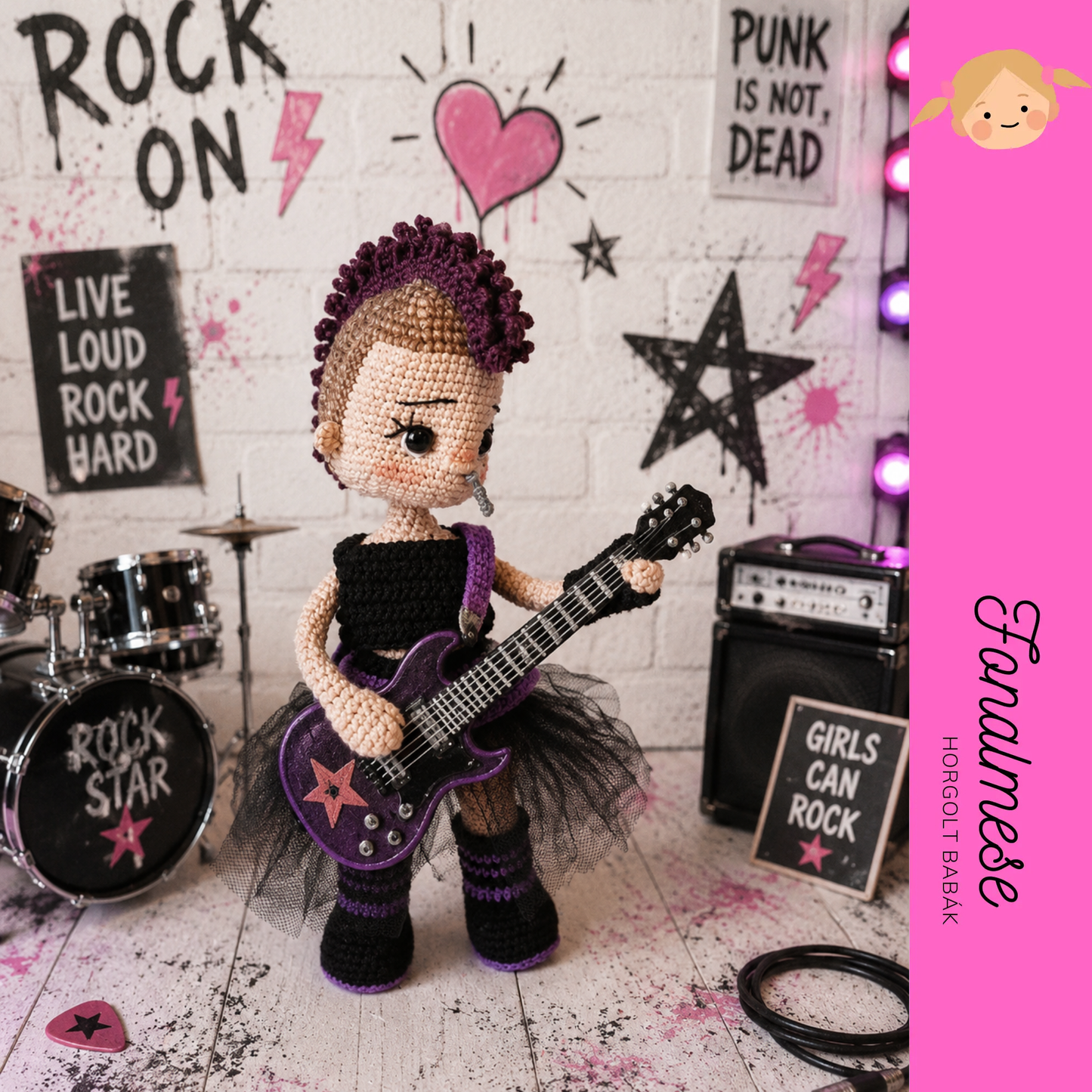 Punk lány - horgolt baba minta pdf
