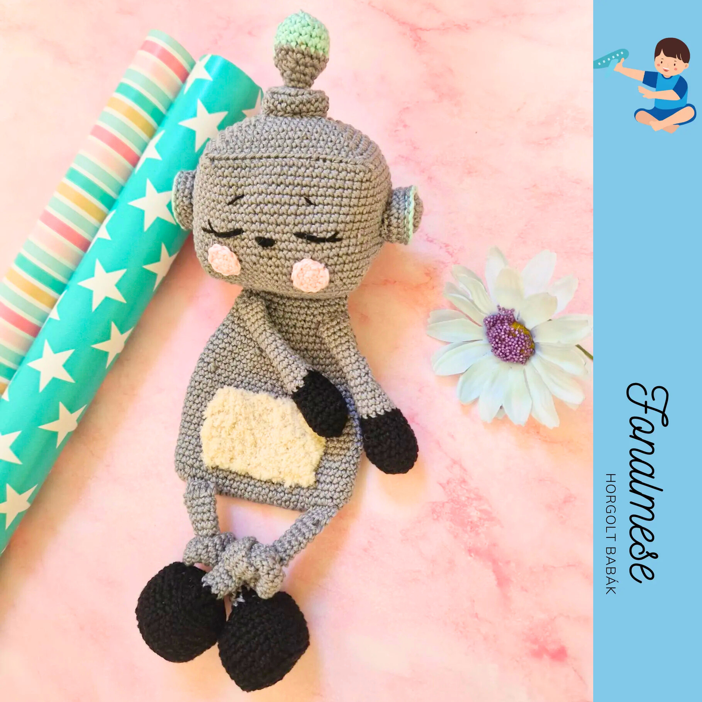 Robotos alvó pajti - horgolt szundikendő