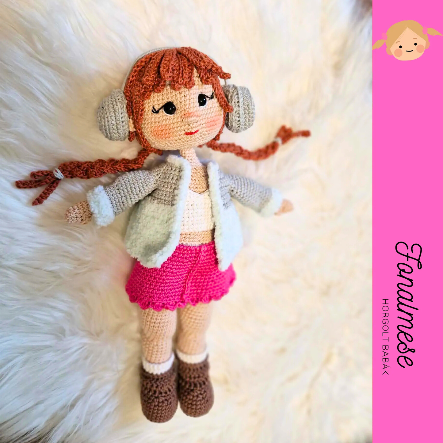 Horgolt téli kislány - horgolt baba