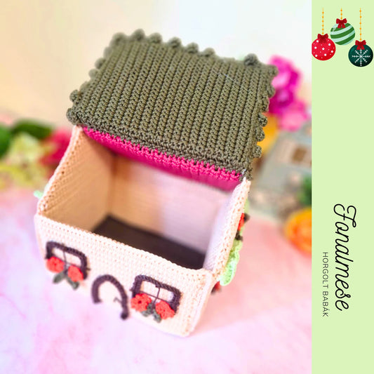 Cukorka tartó házikó - horgolt ünnepi minta pdf magyar és angol nyelven