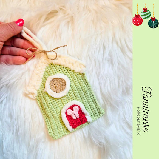 Házikó fenyőfa dísz - ingyenes horgolt minta pdf