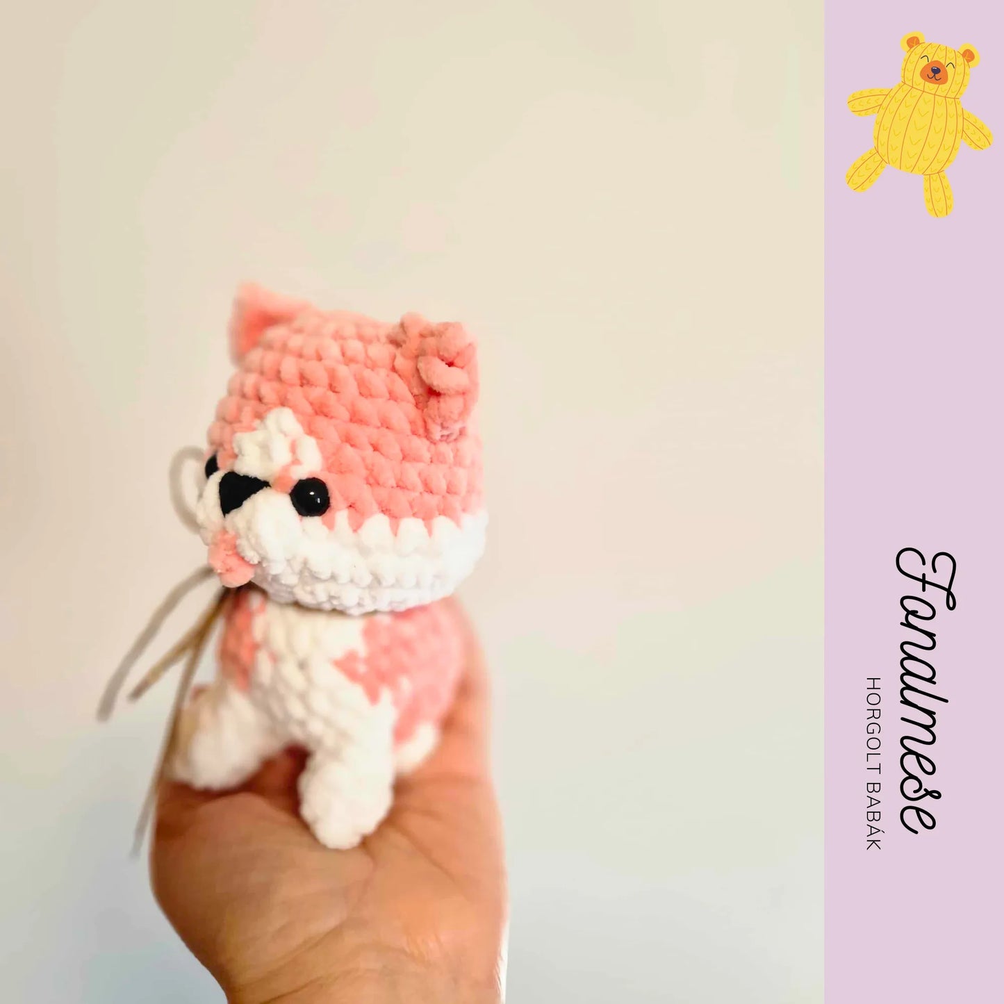 Rózsaszín husky mini kutya - zsenilia figura