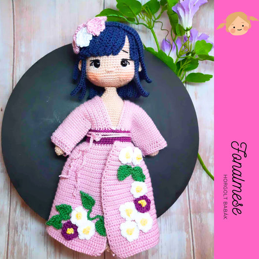 Sakura, cseresznyevirág gésa - horgolt babaminta pdf magyar és angol nyelven