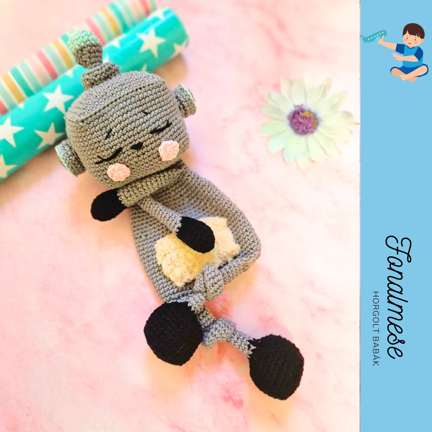 Robotos alvó pajti - horgolt szundikendő