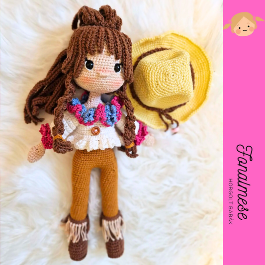 Horgolt cowboy lány - horgolt baba