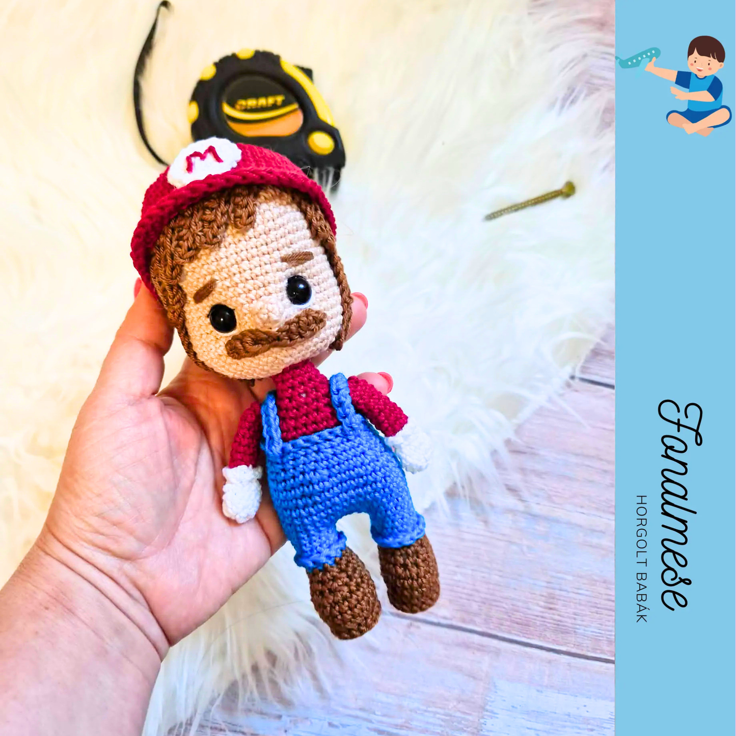 Mini szerelő - horgolt baba