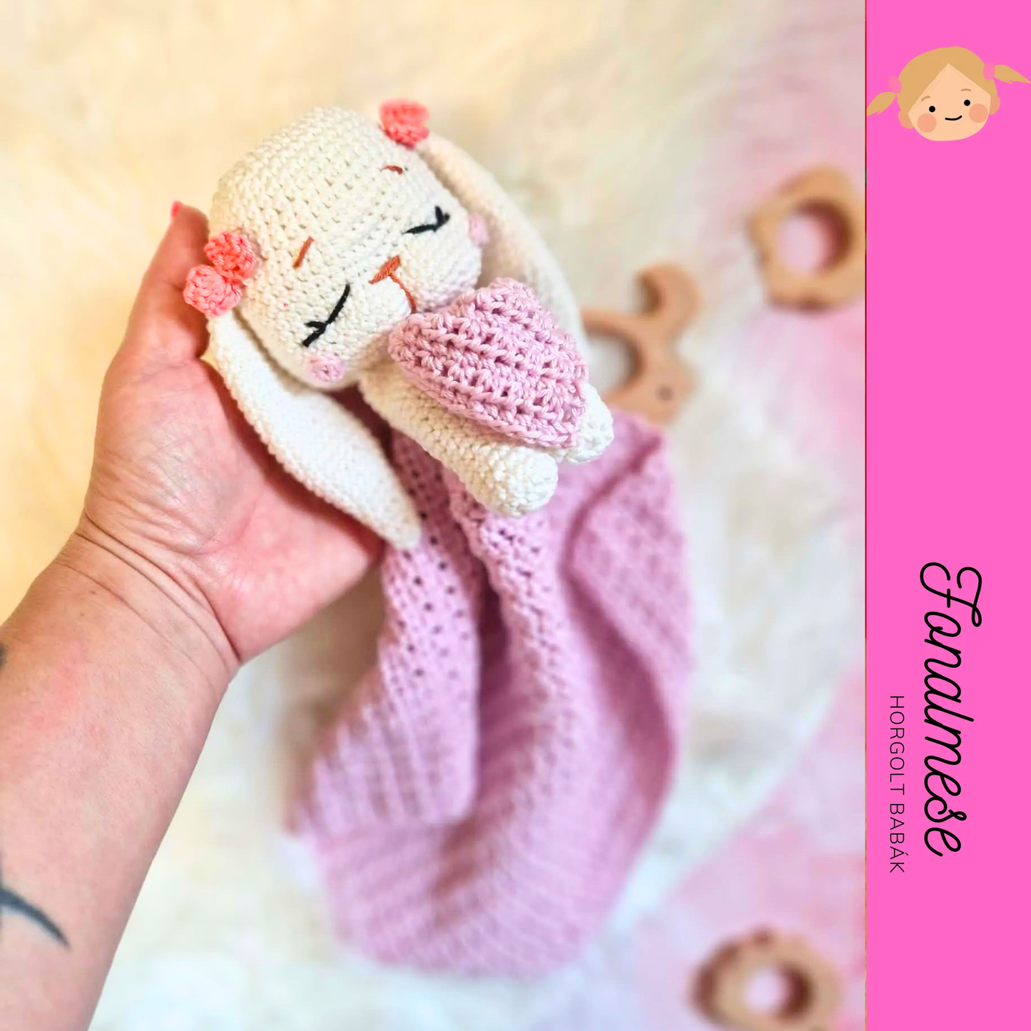 Nyuszis szundikendő - horgolt baba minta