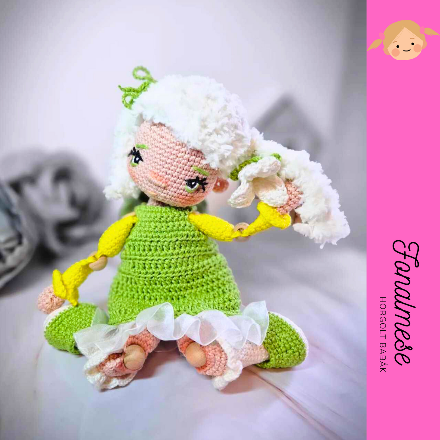 Hóvirág baba - horgolt baba