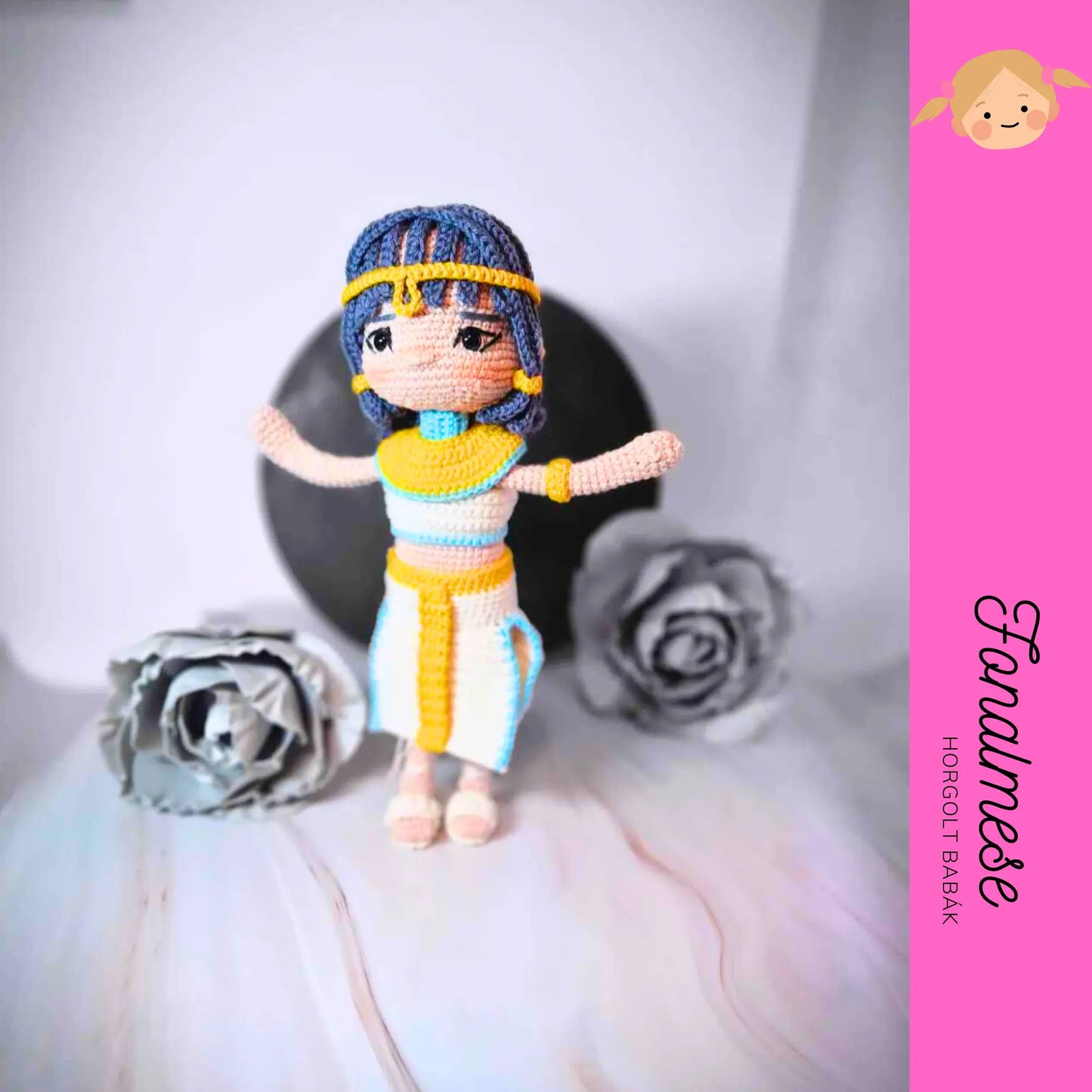 Egyiptomi hercegnő baba - horgolt baba