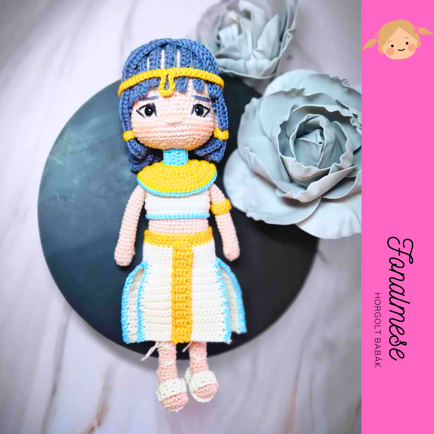 Egyiptomi hercegnő baba - horgolt baba