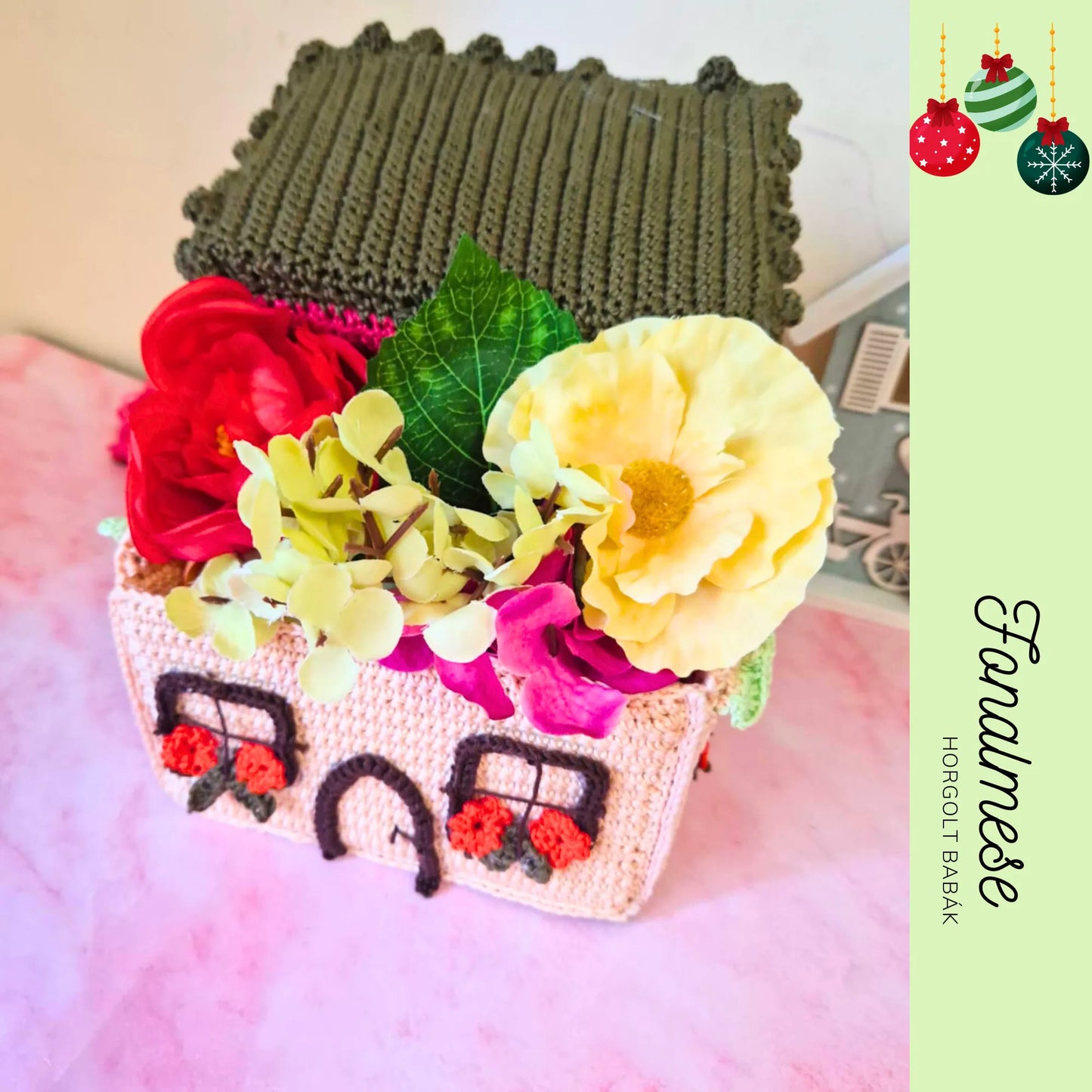 Cukorka tartó házikó - horgolt ünnepi minta pdf magyar és angol nyelven