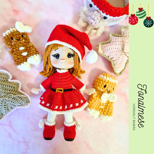 Télapó lány - horgolt baba