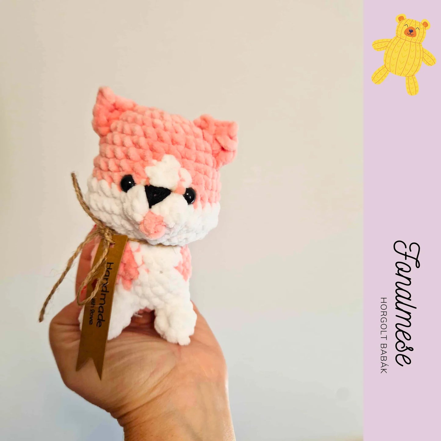 Rózsaszín husky mini kutya - zsenilia figura