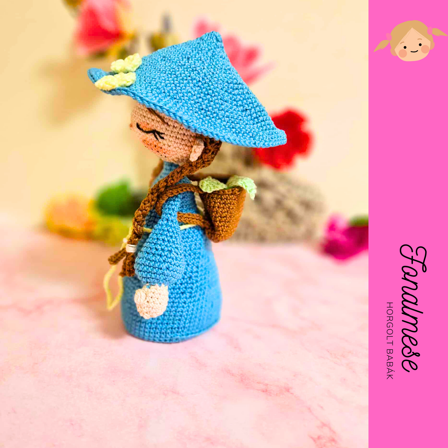 Kohan a rizs szedő lány - horgolt baba